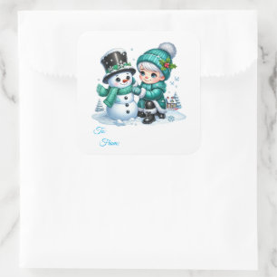 Weihnachts-Sticker-Geschenkanhänger Quadratischer Aufkleber