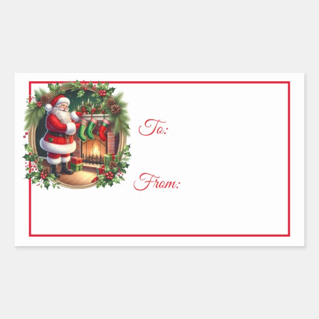 Weihnachts-Sticker-Geschenkanhänger Rechteckiger Aufkleber (Vorderseite)