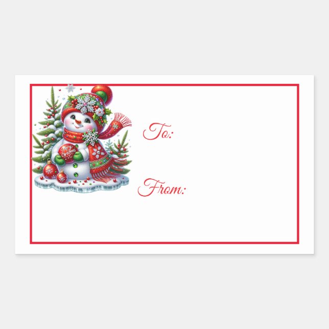 Weihnachts-Sticker-Geschenkanhänger Rechteckiger Aufkleber (Vorderseite)
