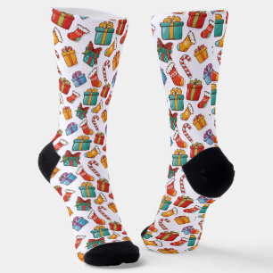 Weihnachts-Sticker-Sammlungsmuster-Crew-Socken Socken