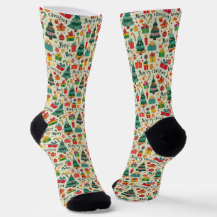 Weihnachts-Sticker-Sammlungsmuster-Crew-Socken Socken