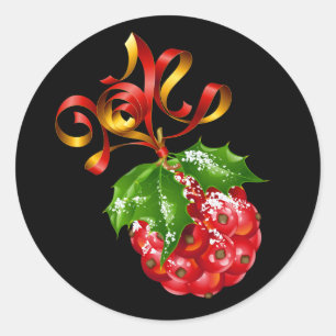 Weihnachts-Stickers-Holly-Ball Runder Aufkleber