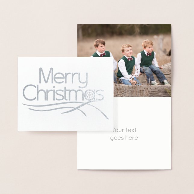 Weihnachts-Stilschrift Snowflake Foto Silber Folienkarte (Anzeige)