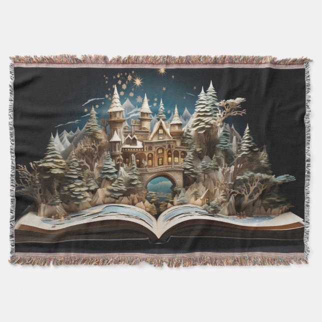 Weihnachts-Storybook Burg Pop-Up-Kneipe Blanket Decke (Vorderseite)
