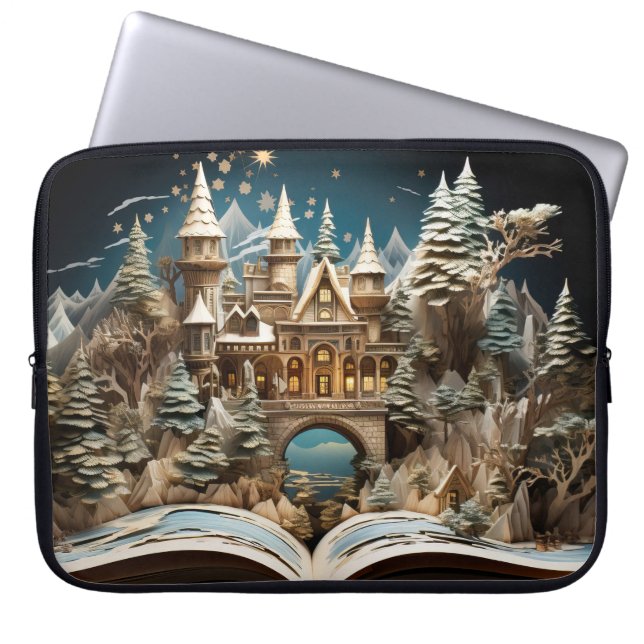 Weihnachts-Storybook Burg Pop-Up Wunderland Laptopschutzhülle (Vorderseite)