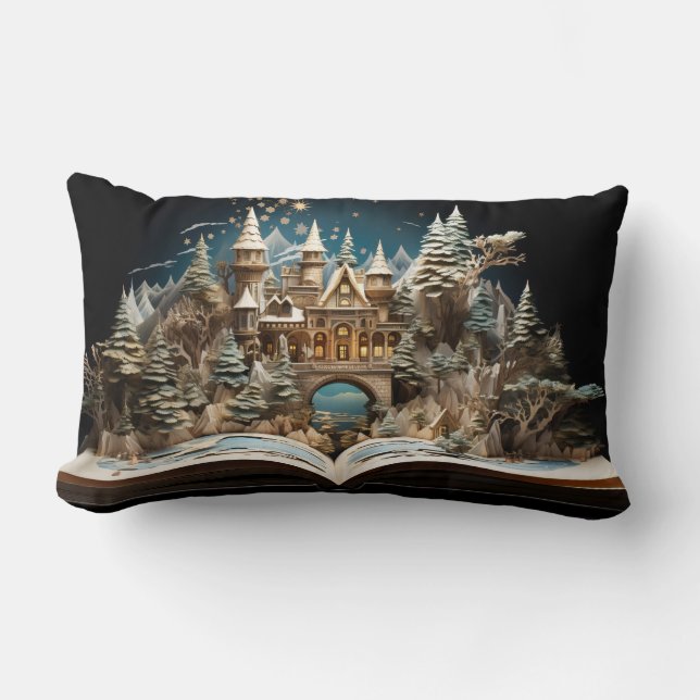 Weihnachts-Storybook Burg Pop-Up Wunderland Lendenkissen (Vorderseite)