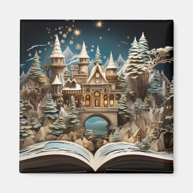 Weihnachts-Storybook Burg Pop-Up Wunderland Magnet (Vorne)