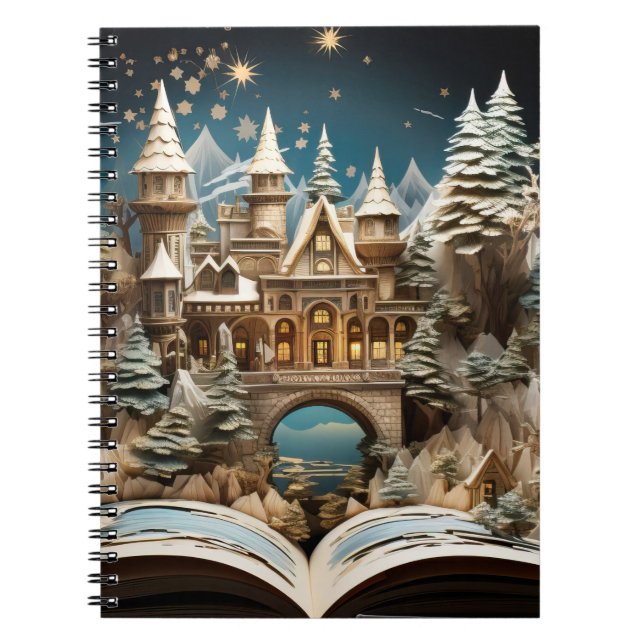 Weihnachts-Storybook Burg Pop-Up Wunderland Notizblock (Vorderseite)