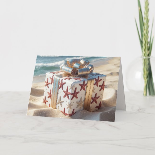 Weihnachts-Strandgeschenk mit Starfish Karte (Vorderseite)