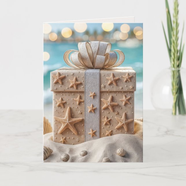 Weihnachts-Strandgeschenk mit Starfish Karte (Vorderseite)