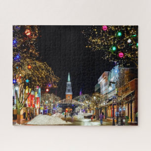 Weihnachts-Street-Kirche und Schnee Puzzle