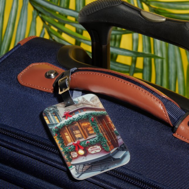 Weihnachts-Streetcar im Schnee Gepäckanhänger (Vorderseite Insitu 1)