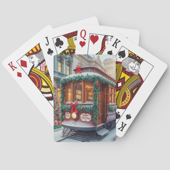 Weihnachts-Streetcar im Schnee Spielkarten