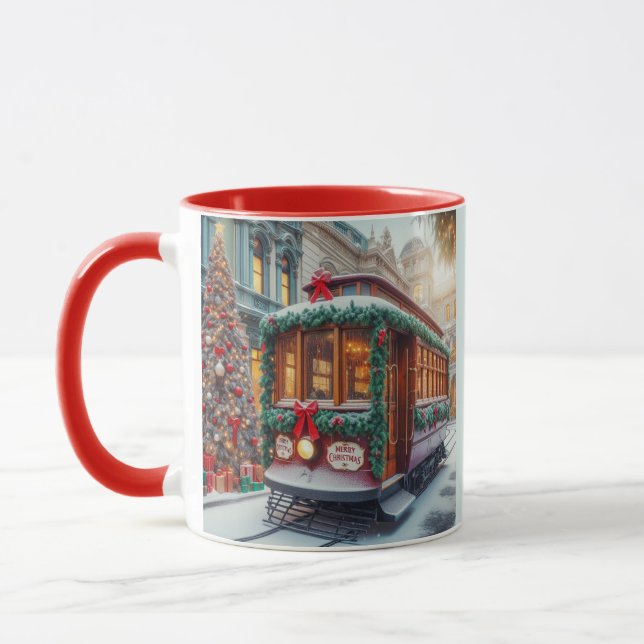 Weihnachts-Streetcar im Schnee Tasse (Links)