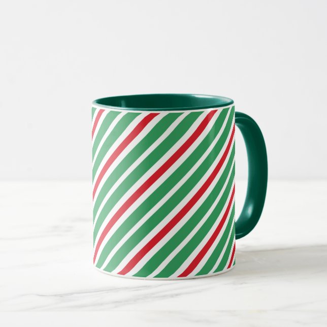Weihnachts-Streifen-Tasse Tasse (VorderseiteRechts)