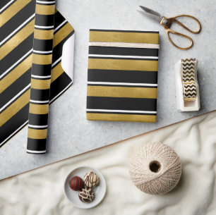 Weihnachts-Streifenmuster Gold-ID862 Geschenkpapier