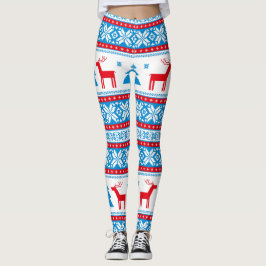 Weihnachts-Strick Grafik - Schneeflocken & Rentier Leggings