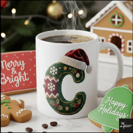 Weihnachts-Strickpullover Buchstabe C Weihnachtsma Kaffeetasse