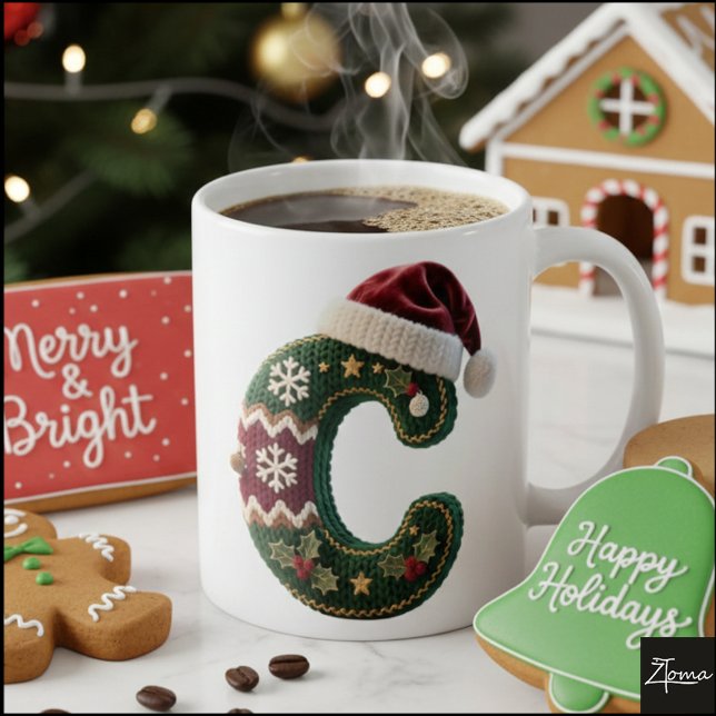 Weihnachts-Strickpullover Buchstabe C Weihnachtsma Kaffeetasse (Von Creator hochgeladen)