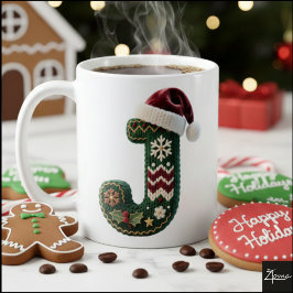 Weihnachts-Strickpullover Buchstabe J Weihnachtsma Kaffeetasse
