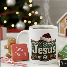 Weihnachts-Strickpullover Jesus Santa Hut Kaffeetasse