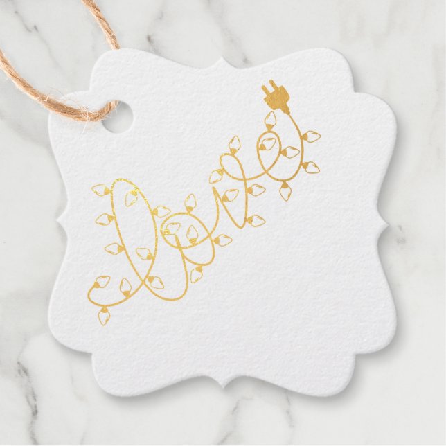 Weihnachts-String-Lights-LIEBE Geschenkanhänger (Vorderseite)