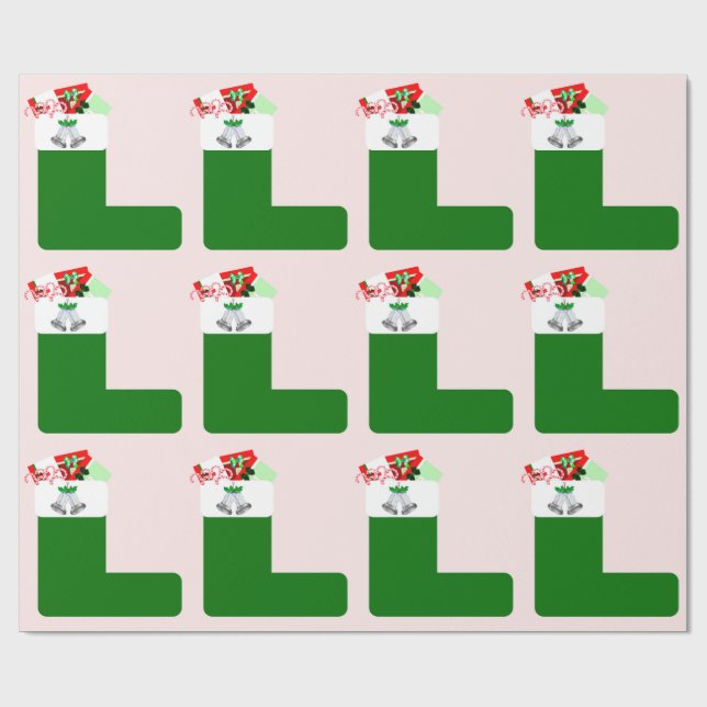 Weihnachts-Strumpf Geschenkpapier (Flach)