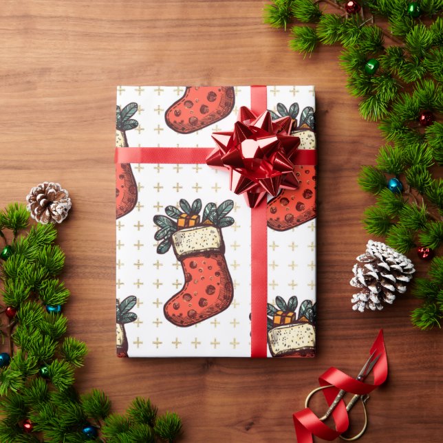 Weihnachts-Strumpf Geschenkpapier (Feiertagsgeschenk)