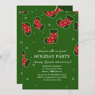Weihnachts-Strumpf Grüne Feiertage Party Einladung