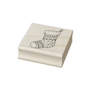 Weihnachts-Strumpf in der Silhouette Black Lines Gummistempel