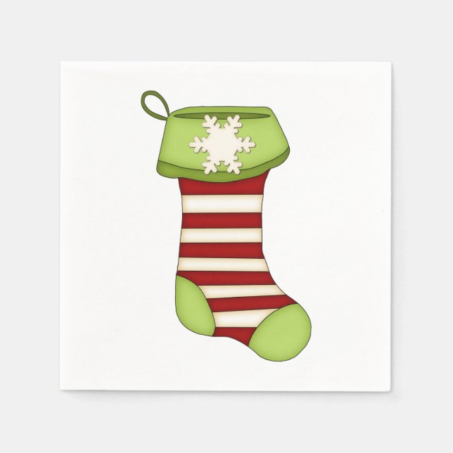 Weihnachts-Strumpf in Rot und Grün Serviette (Vorderseite)