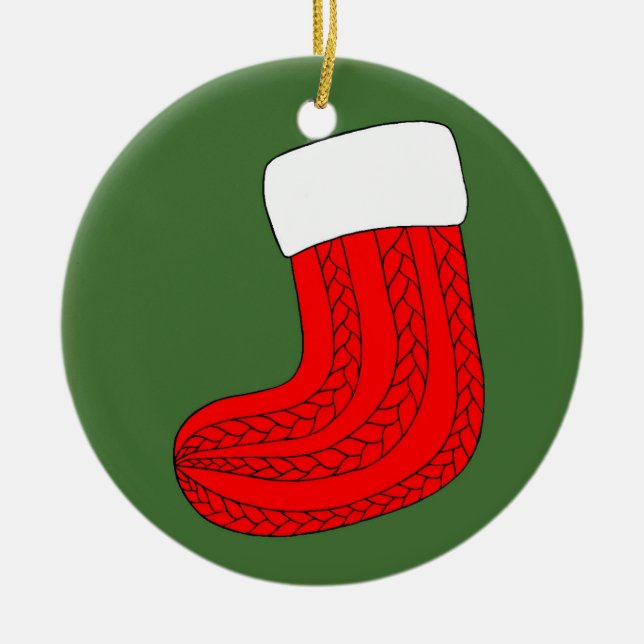 Weihnachts-Strumpf Keramik Ornament (Vorne)