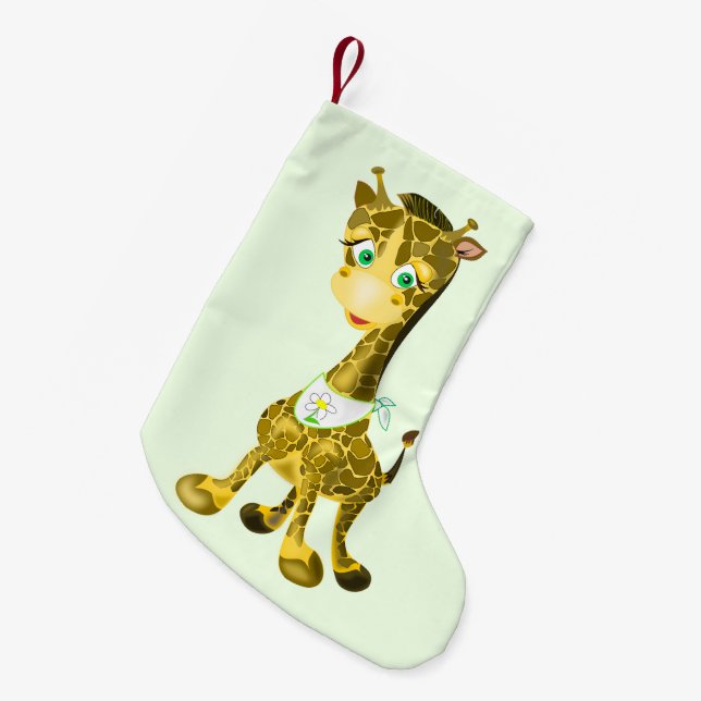 Weihnachts-Strumpf mit Baby Giraffe Kleiner Weihnachtsstrumpf (Vorderansicht (hängend))