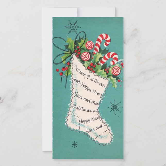 Weihnachts-Strumpf mit Candy Canes Card (Vorderseite)
