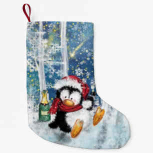 Weihnachts-Strumpf mit Happy Penguin Kleiner Weihnachtsstrumpf