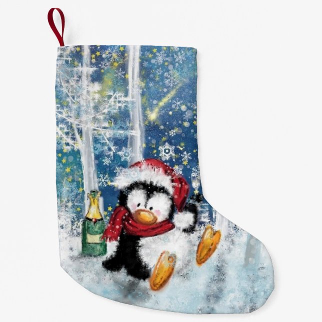 Weihnachts-Strumpf mit Happy Penguin Kleiner Weihnachtsstrumpf (Vorderseite)