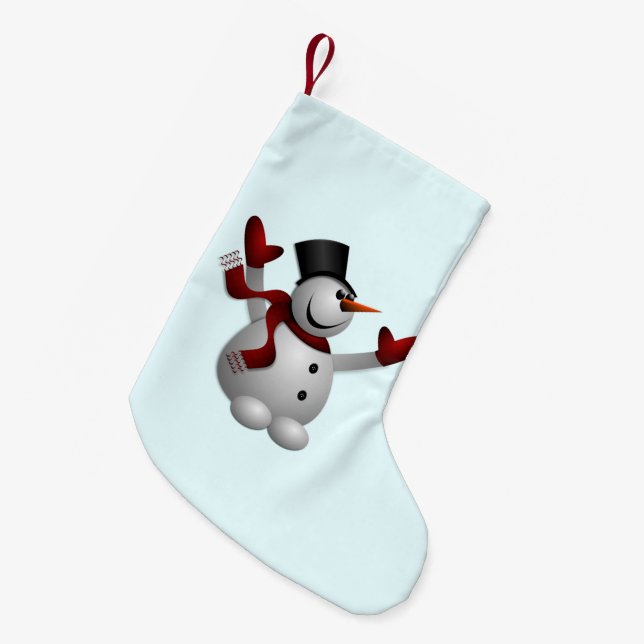 Weihnachts-Strumpf mit Happy Snowman Kleiner Weihnachtsstrumpf (Vorderansicht (hängend))