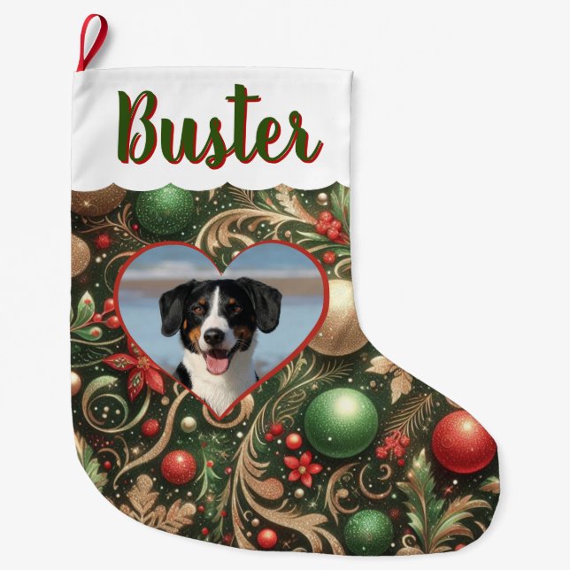 Weihnachts-Strumpf mit jedem Foto, Person oder Hau Großer Weihnachtsstrumpf (Vorderseite)