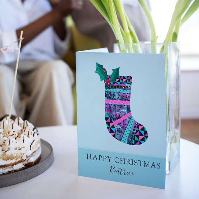 Weihnachts-Strumpf mit Monogram-Abstraktem Muster Karte (Von Creator hochgeladen)