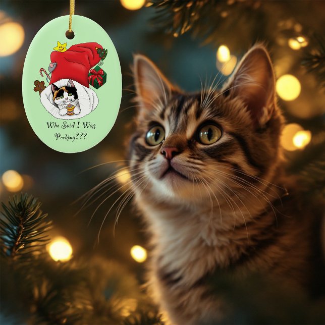 Weihnachts-Strumpf Niedlich Calico Kitten Keramik Ornament (Von Creator hochgeladen)