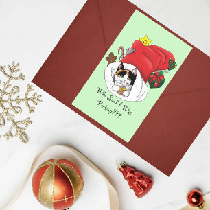 Weihnachts-Strumpf Niedlich Calico Kitten Rechteckiger Aufkleber