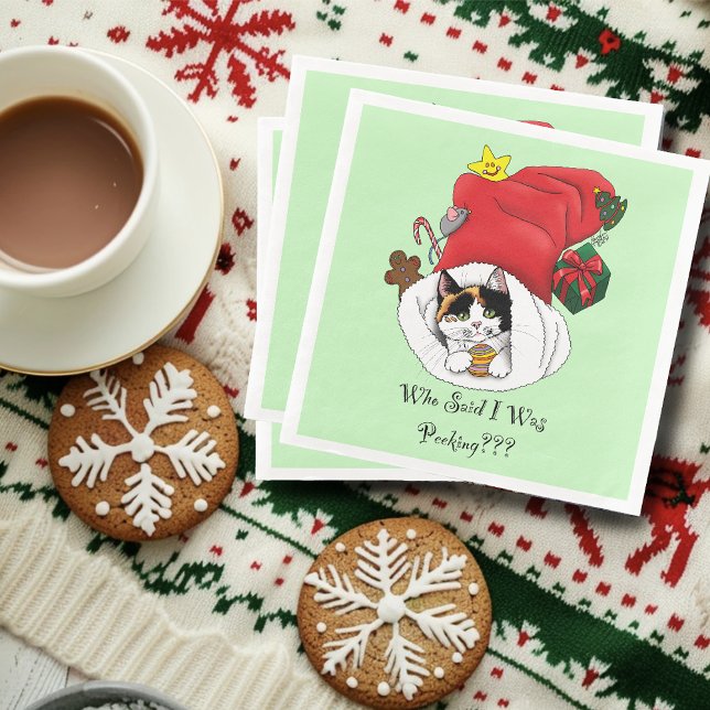 Weihnachts-Strumpf Niedlich Calico Kitten Serviette (Von Creator hochgeladen)