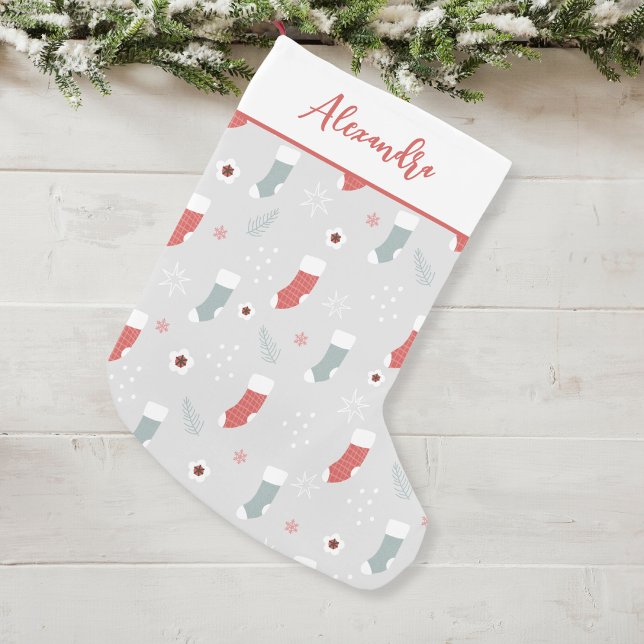 Weihnachts-Strumpf Pattern Individuelle Name Strum Kleiner Weihnachtsstrumpf (Click "Personalize this Template" to easily add a name to this cute Christmas stocking.)