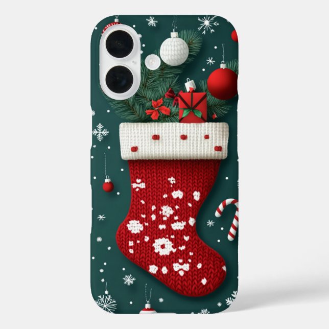 Weihnachts-Strumpf Rot Grün Case-Mate iPhone Hülle (Rückseite)
