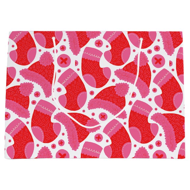 Weihnachts-Strumpf Rot und Rot Große Geschenktüte (Vorderseite)