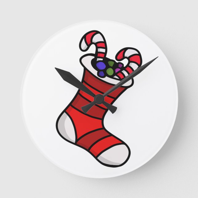 Weihnachts-Strumpf Runde Wanduhr (Vorderseite)
