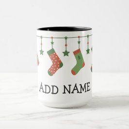 Weihnachts-Strumpf Saison Winterurlaub Name hinzuf Tasse