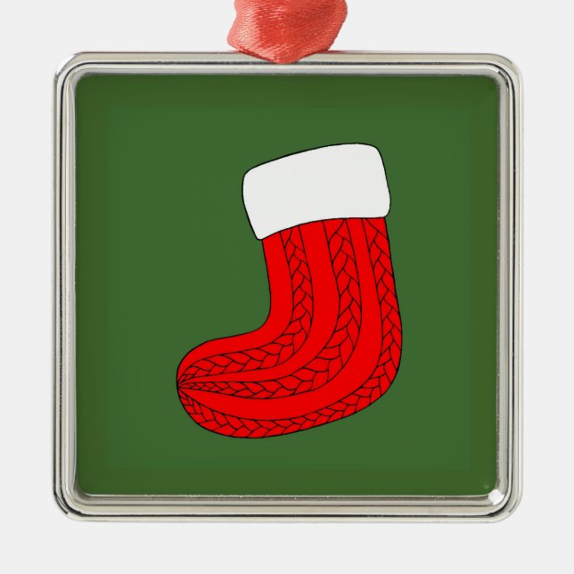 Weihnachts-Strumpf Silbernes Ornament (Vorne)