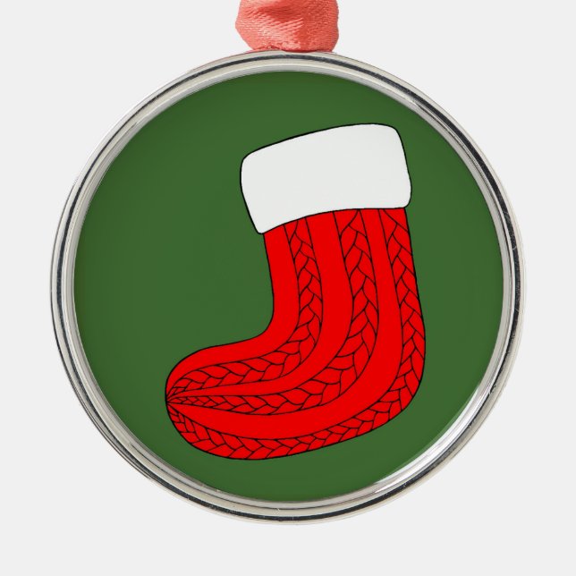 Weihnachts-Strumpf Silbernes Ornament (Vorne)