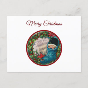 Weihnachts-Strumpf und Holly Berry Wreath Feiertagspostkarte